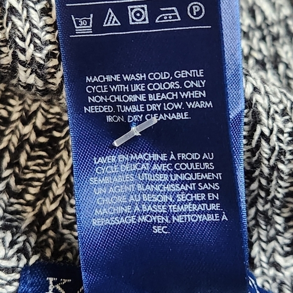 SIZE 1X Knit Sweater Turtleneck Cotton Black and white Long sleeves KAREN SCOTT - Picture 9 of 15